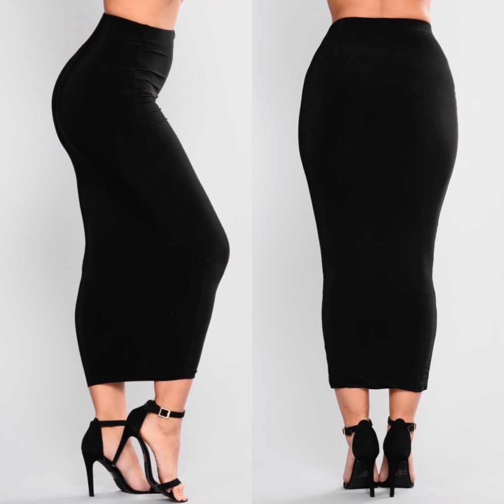 NEW Fashion Nova Black Bodycon Maxi Skirt